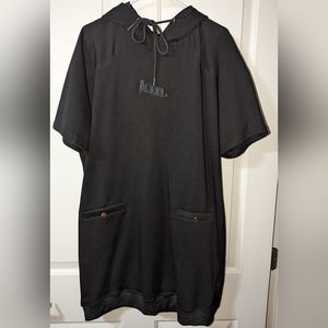 Satin lined hoodie sweater dress